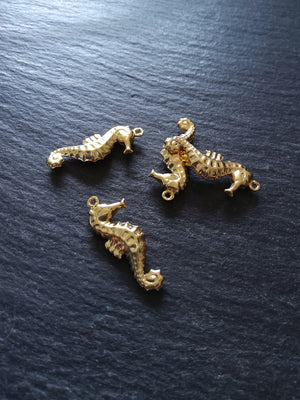 2 or 10 Seahorse Charms Gold Stainless Steel 26x10x4mm