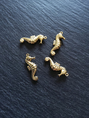 2 or 10 Seahorse Charms Gold Stainless Steel 26x10x4mm