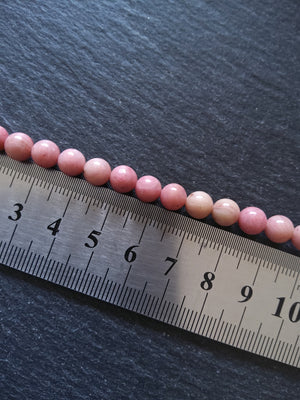 6.6mm Rhodonite Undyed Natural Salmon Pink Beads Full 15.5 inch strand