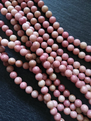 6.6mm Rhodonite Undyed Natural Salmon Pink Beads Full 15.5 inch strand