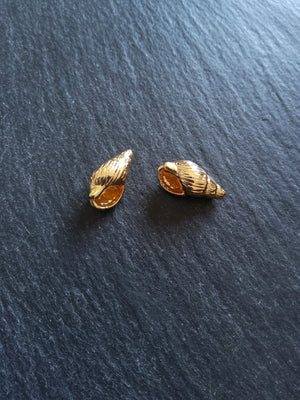 1 or 5 Sea Snail Shell Charms Real 18K Gold Plated Brass 16x9x7mm. Nickel FREE - ContentedCatz