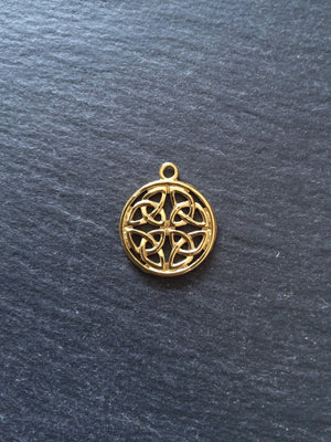 1 or 5 Real 18K Gold Plated Dara Celtic Knot Round Stainless Steel Charms 24x20mm