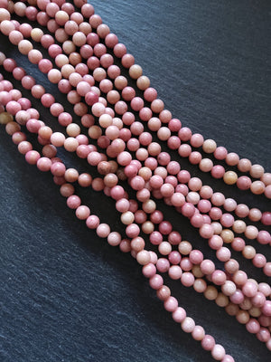 6.6mm Rhodonite Undyed Natural Salmon Pink Beads Full 15.5 inch strand