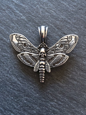 Moth & Skull Pendant Stainless Steel 35x43x6mm
