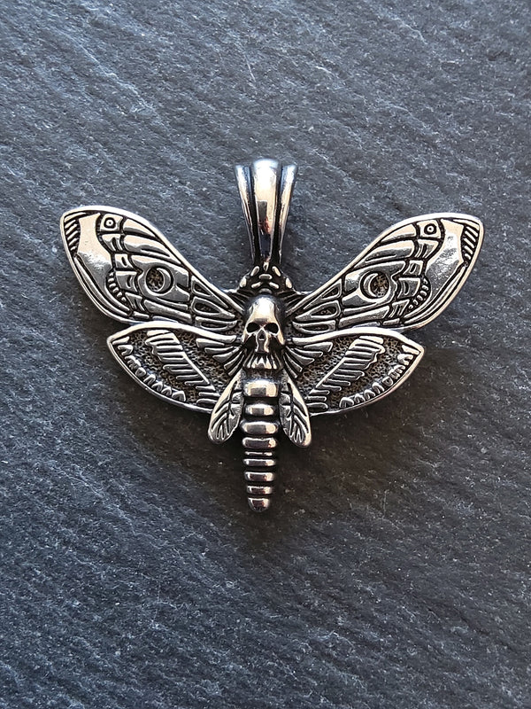 Moth & Skull Pendant Stainless Steel 35x43x6mm
