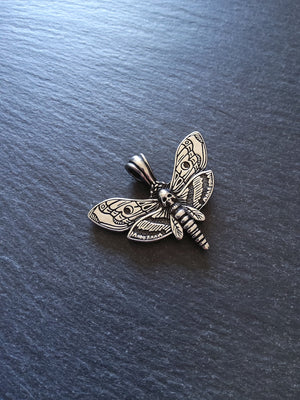 Moth & Skull Pendant Stainless Steel 35x43x6mm