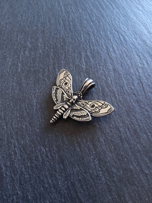 Moth & Skull Pendant Stainless Steel 35x43x6mm