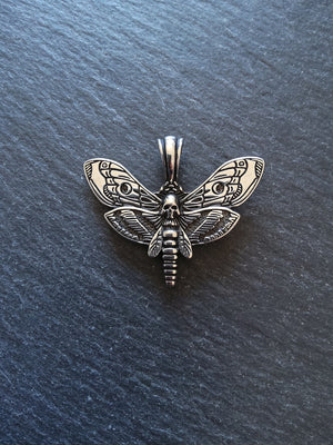 Moth & Skull Pendant Stainless Steel 35x43x6mm