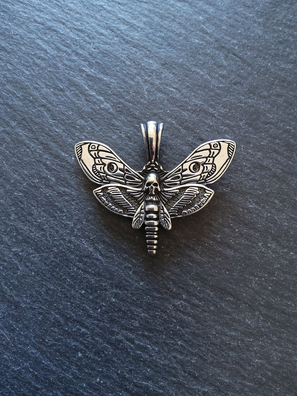 Moth & Skull Pendant Stainless Steel 35x43x6mm