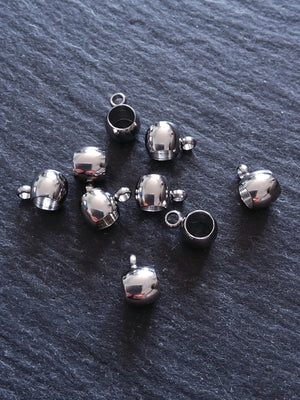 10 or 50 Stainless Steel 5mm Bail Beads 9x6x5mm Hole: 4mm