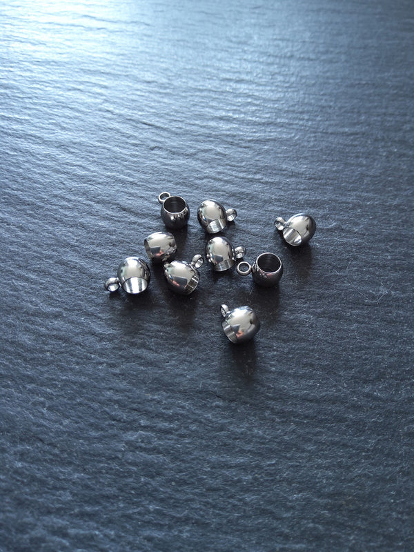 10 or 50 Stainless Steel 5mm Bail Beads 9x6x5mm Hole: 4mm