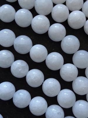 8.1mm Bright White Malaysia Jade Quartzite Beads Dyed & Heated. Full 15 inch Strand