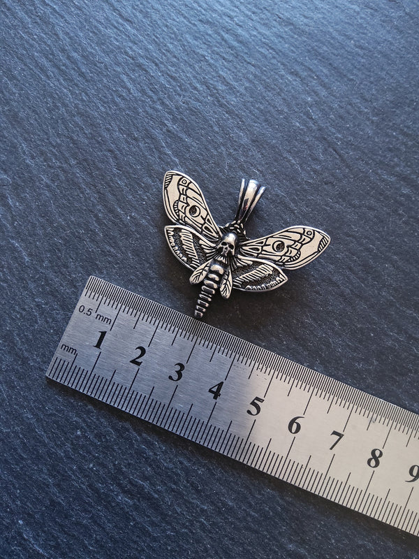 Moth & Skull Pendant Stainless Steel 35x43x6mm