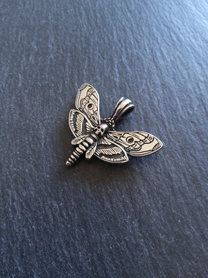 Moth & Skull Pendant Stainless Steel 35x43x6mm