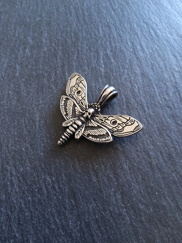 Moth & Skull Pendant Stainless Steel 35x43x6mm