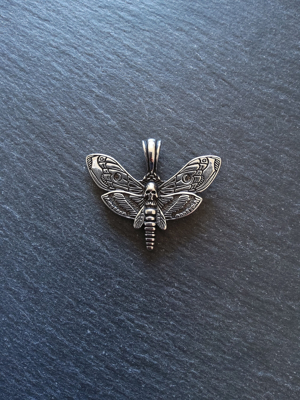 Moth & Skull Pendant Stainless Steel 35x43x6mm