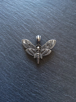 Moth & Skull Pendant Stainless Steel 35x43x6mm