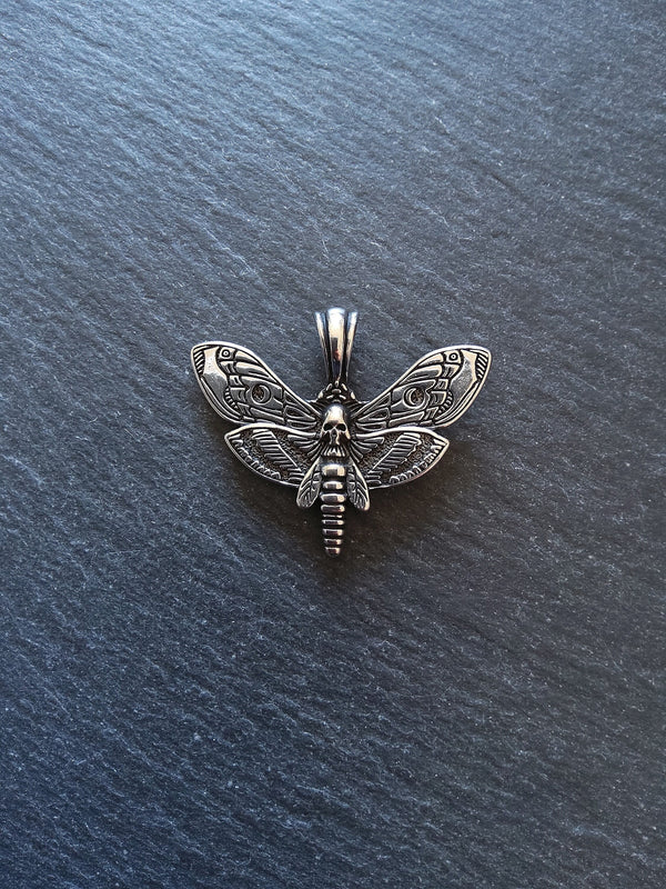 Moth & Skull Pendant Stainless Steel 35x43x6mm