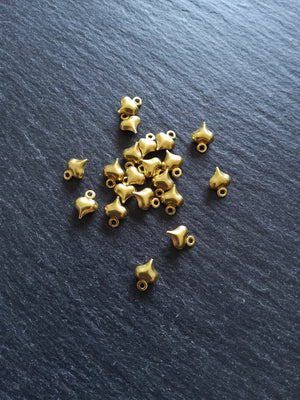 20 or 100 Tiny Heart Charms Gold Plated 9x6x3mm