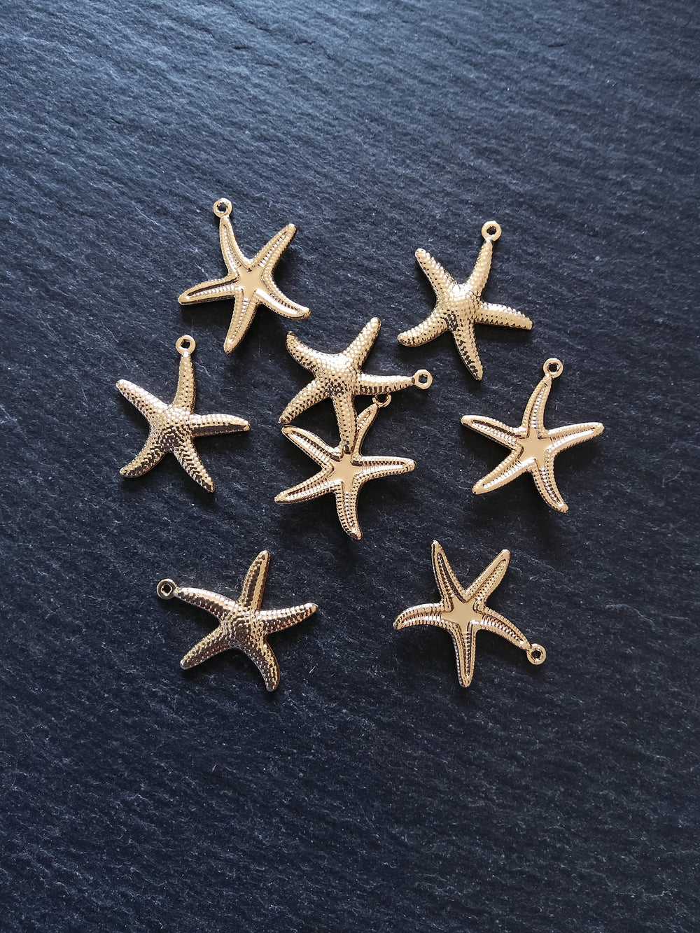 2 or 10 Starfish Charms Real 14K Gold Plated Brass 22x21x2.5mm