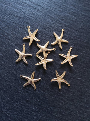 2 or 10 Starfish Charms Real 14K Gold Plated Brass 22x21x2.5mm