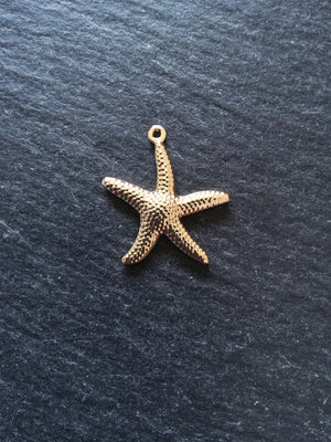 2 or 10 Starfish Charms Real 14K Gold Plated Brass 22x21x2.5mm