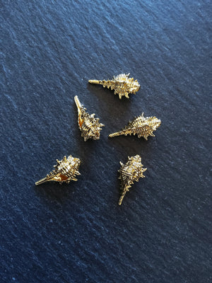 2 or 10 Conch Sea Shell Charms Real 18K Gold Plated Brass 20x11x9mm Nickel FREE