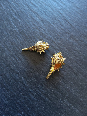 2 or 10 Conch Sea Shell Charms Real 18K Gold Plated Brass 20x11x9mm Nickel FREE