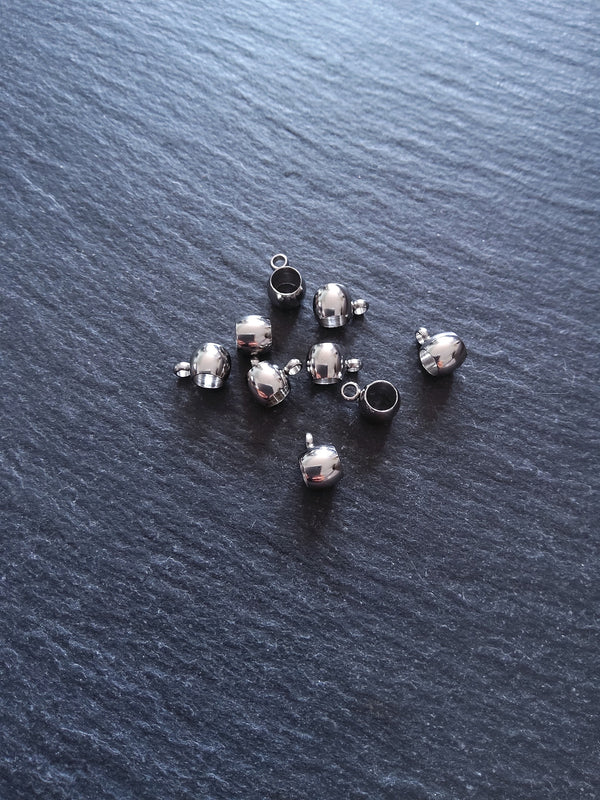 10 or 50 Stainless Steel 5mm Bail Beads 9x6x5mm Hole: 4mm