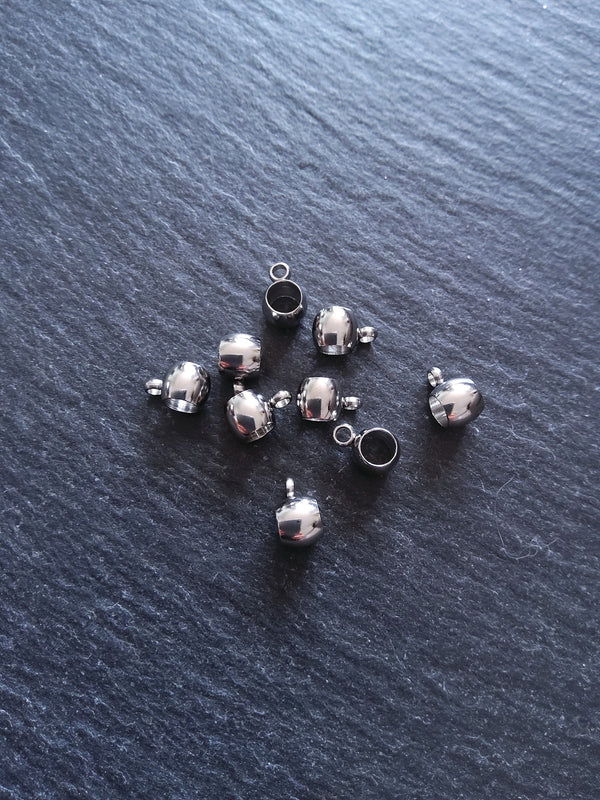 10 or 50 Stainless Steel 5mm Bail Beads 9x6x5mm Hole: 4mm