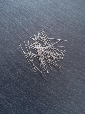 100 or 500 Stainless Steel Eye Pins 40mm Long, 0.5mm wide (24 gauge)