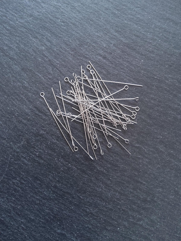 100 or 500 Stainless Steel Eye Pins 40mm Long, 0.5mm wide (24 gauge)