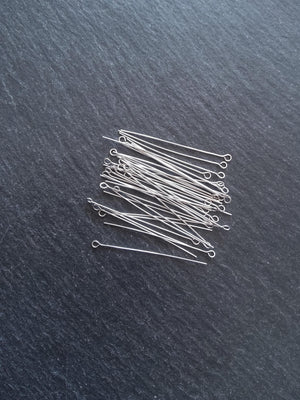 100 or 500 Stainless Steel Eye Pins 40mm Long, 0.5mm wide (24 gauge)