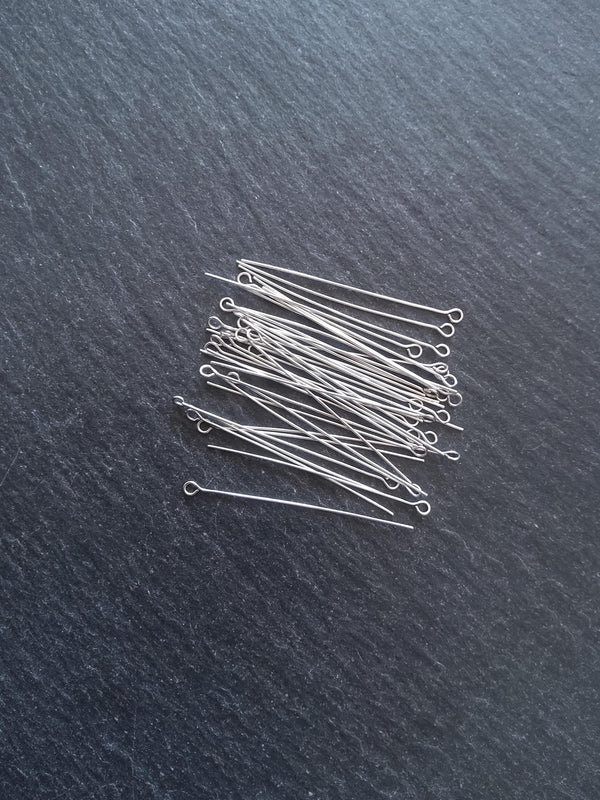 100 or 500 Stainless Steel Eye Pins 40mm Long, 0.5mm wide (24 gauge)