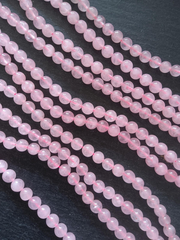 8mm to 8.5mm Undyed Natural Rose Quartz Beads Round Full 15 inch Strand