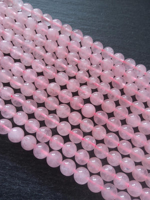8mm to 8.5mm Undyed Natural Rose Quartz Beads Round Full 15 inch Strand