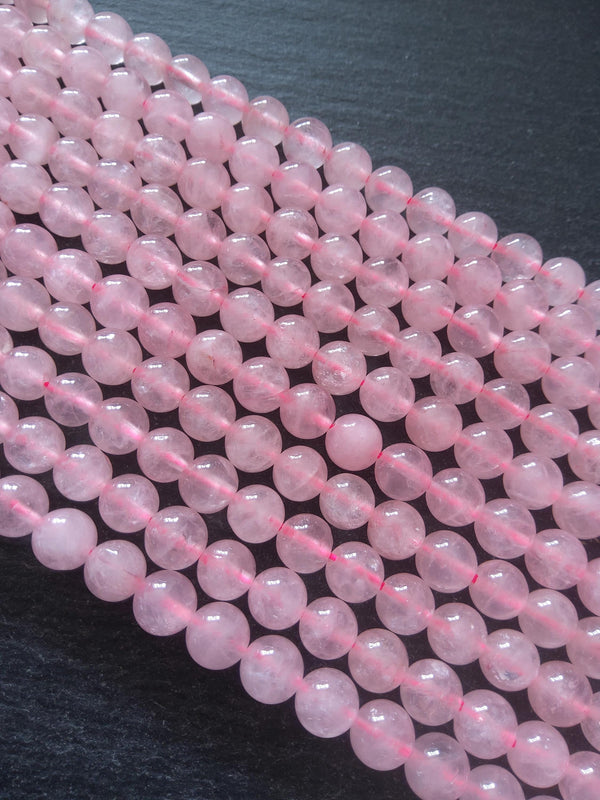 8mm to 8.5mm Undyed Natural Rose Quartz Beads Round Full 15 inch Strand