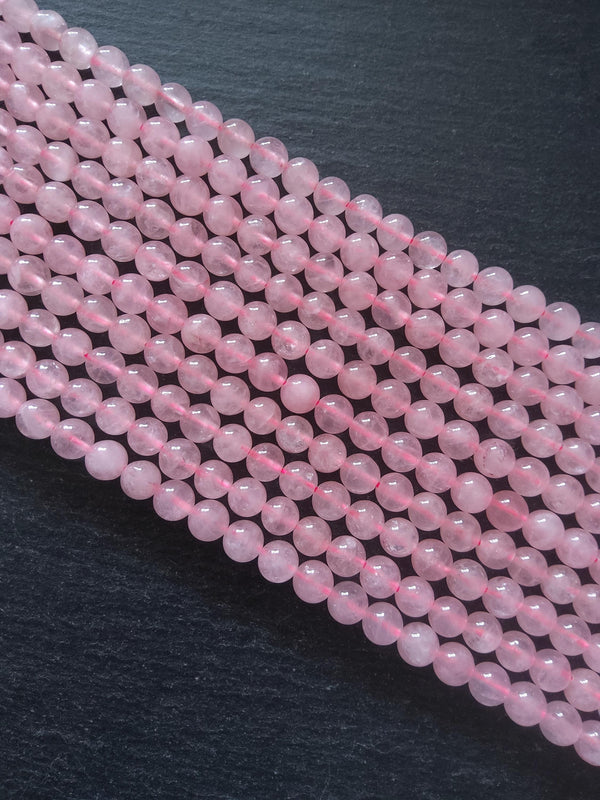 8mm to 8.5mm Undyed Natural Rose Quartz Beads Round Full 15 inch Strand