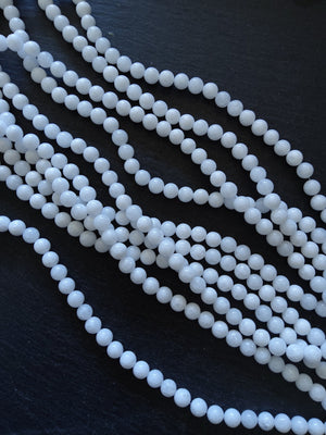 8.1mm Bright White Malaysia Jade Quartzite Beads Dyed & Heated. Full 15 inch Strand