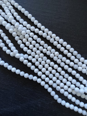 8.1mm Bright White Malaysia Jade Quartzite Beads Dyed & Heated. Full 15 inch Strand