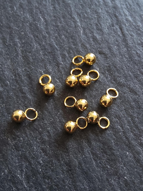 Round Gold Stainless Steel Drops or Charms 6x3mm Hole: 2mm