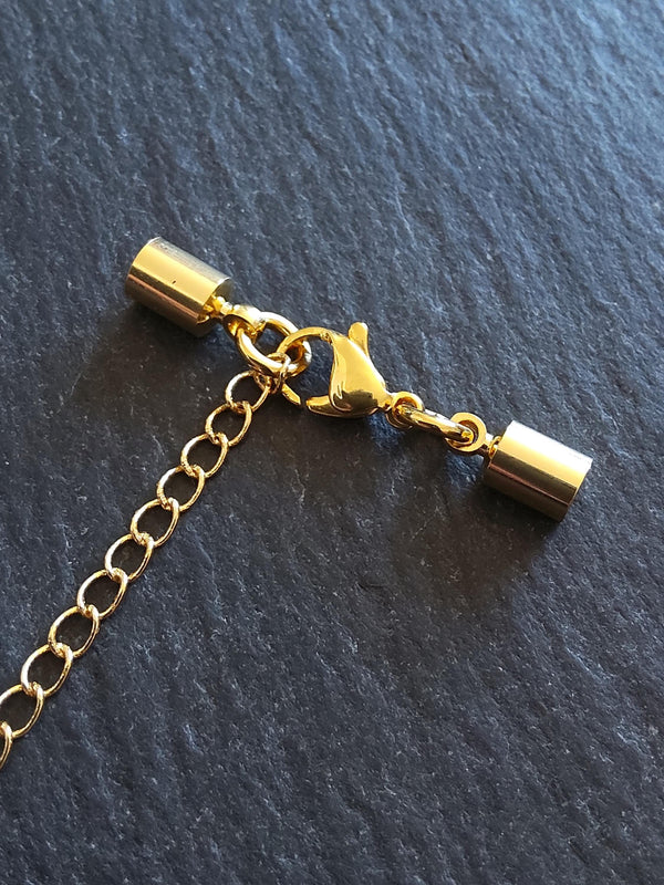 2 or 10 Genuine 24K Plated Gold End Cap Sets for 3.5mm Cord (4mm end caps)