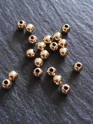 10 Real 14K Gold Filled 4mm Ball Beads Hole: 1.4mm Nickel FREE