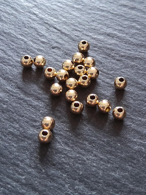 10 Real 14K Gold Filled 4mm Ball Beads Hole: 1.4mm Nickel FREE
