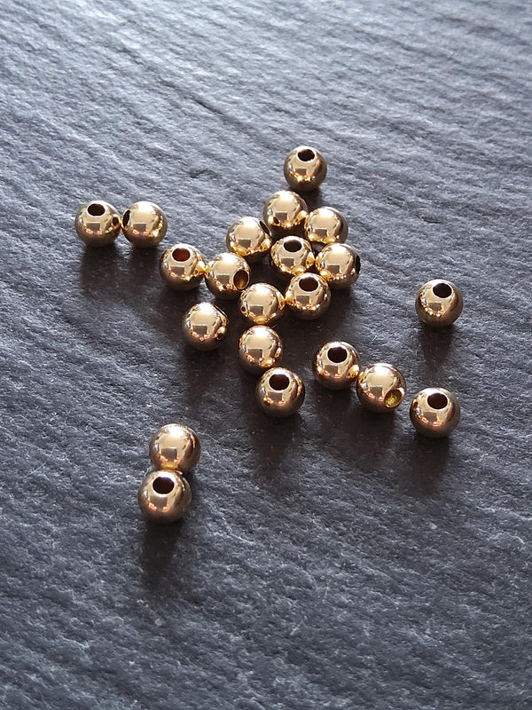 10 Real 14K Gold Filled 4mm Ball Beads Hole: 1.4mm Nickel FREE