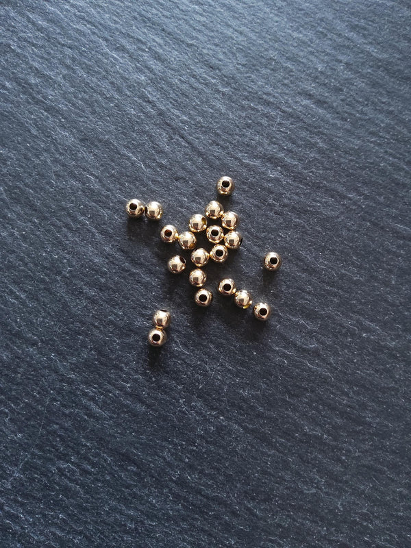 10 Real 14K Gold Filled 4mm Ball Beads Hole: 1.4mm Nickel FREE