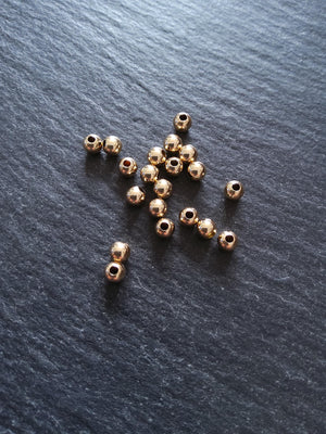10 Real 14K Gold Filled 4mm Ball Beads Hole: 1.4mm Nickel FREE