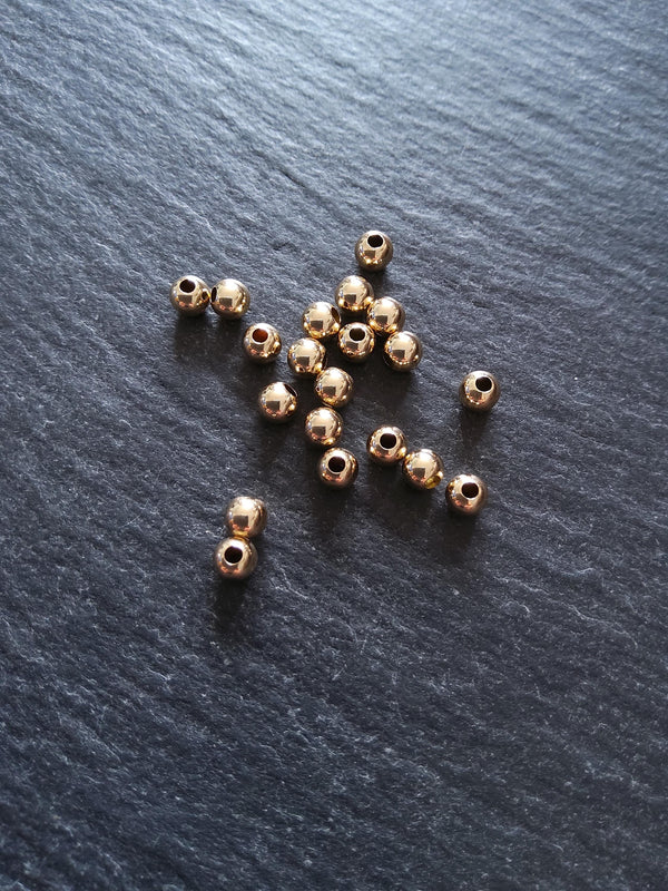 10 Real 14K Gold Filled 4mm Ball Beads Hole: 1.4mm Nickel FREE