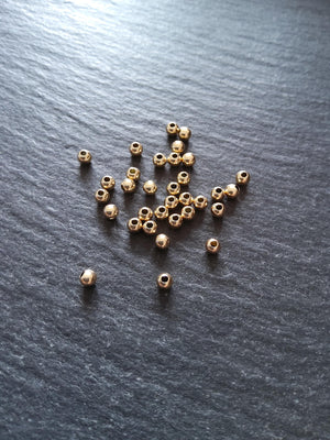 10 Real 14K Gold Filled 3mm Ball Beads Hole: 1.1mm Nickel FREE