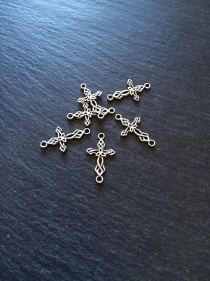 20 or 100 Celtic Knot Cross Connector Charms Antique Silver Tone Alloy 22x13mm